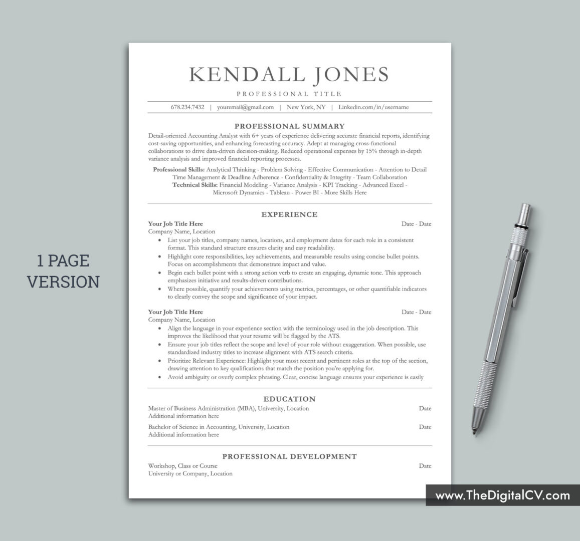 ATS Friendly CV Template for MS Word, Professional ATS Resume Template