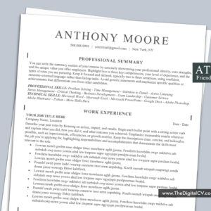 ATS-friendly resume template with professional and simple Layout