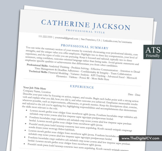 ATS-friendly resume template with professional and simple Layout