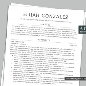 ATS-friendly resume template with professional and simple Layout