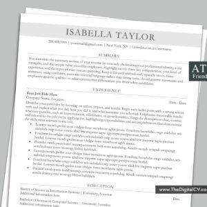 ATS-friendly resume template with professional and simple Layout