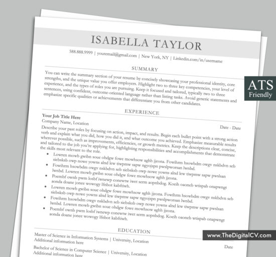 ATS-friendly resume template with professional and simple Layout