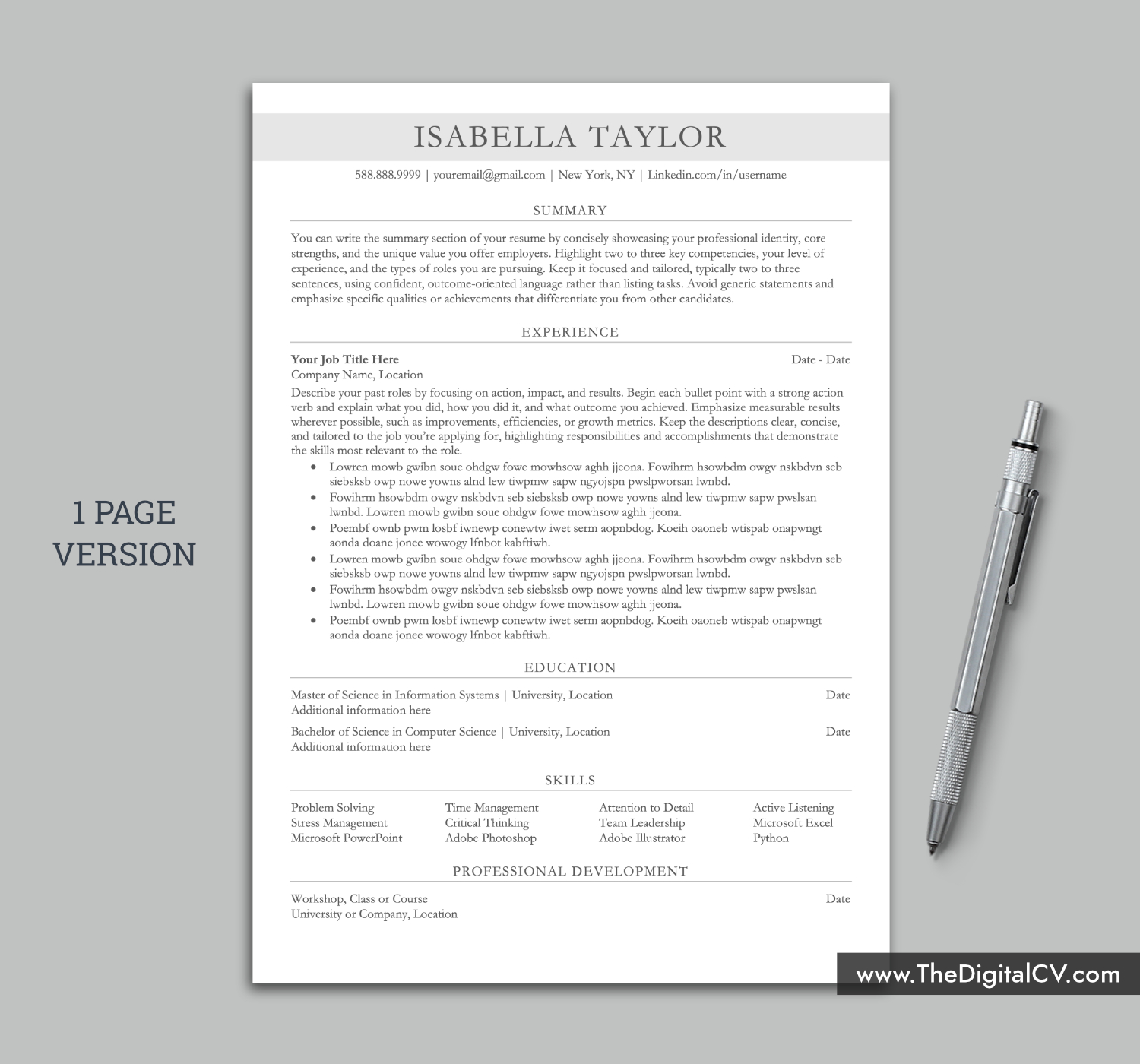ATS-friendly resume template with professional and simple Layout