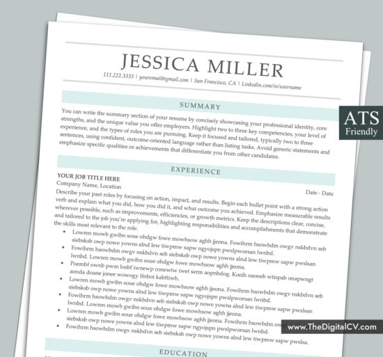 ATS-friendly resume template with professional and simple Layout