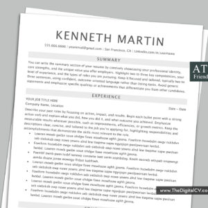 ATS-friendly resume template with professional and simple Layout