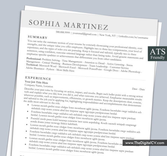 ATS-friendly resume template with professional and simple Layout