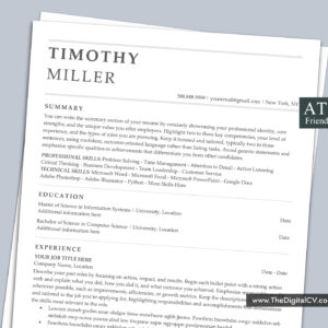 ATS-friendly resume template with professional and simple Layout